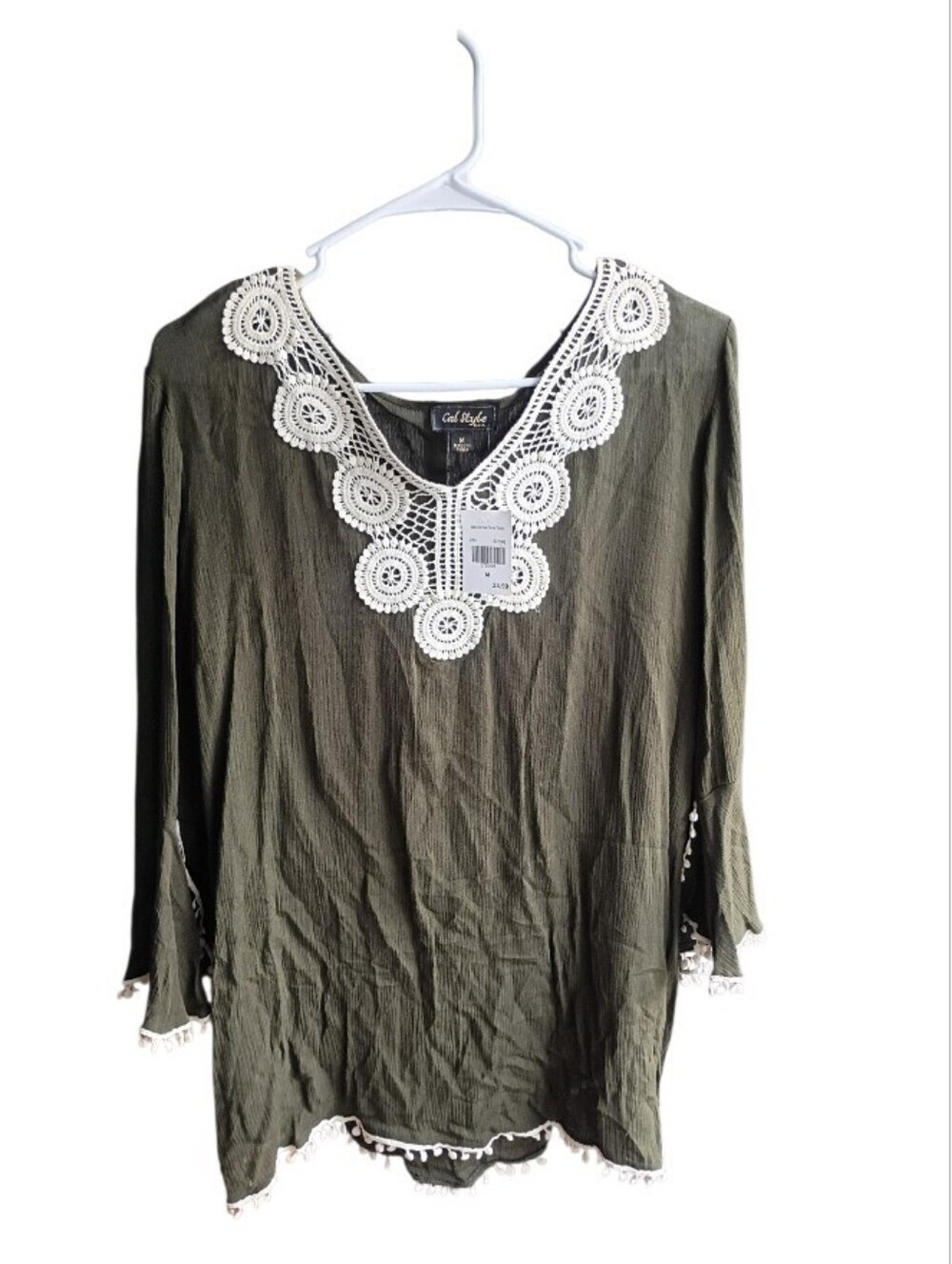 Cal Style Green Lace Tunic Size Medium NWT